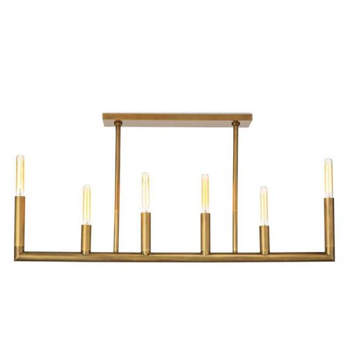 Lampadario contemporaneo - IQ8040 WOLFE LINEAR - Alan Mizrahi Lighting - in metallo / da 6 lampadine / contract