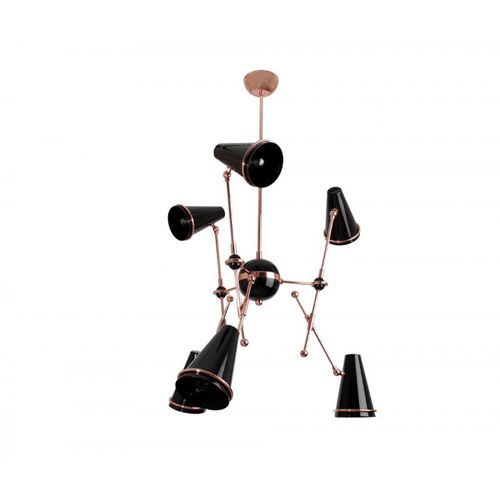 Lampadario vintage - IQ8070 TOPHANE SUSPENSION - Alan Mizrahi Lighting - in metallo / da 6 lampadine / contract