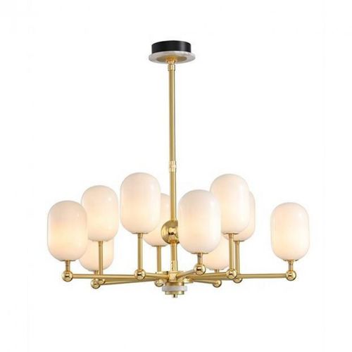 Lampadario Art Deco - IQ8138 BLOWN - Alan Mizrahi Lighting - in vetro / in ottone / in alluminio