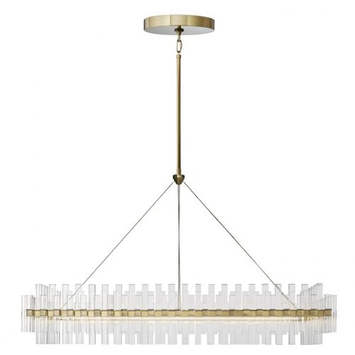 Lampadario Art Deco - AM1514 PHOEBE LINEAR - Alan Mizrahi Lighting - in vetro / in ottone lucidato / rettangolare