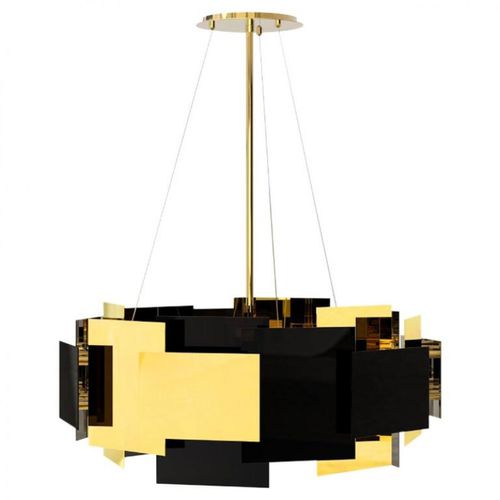 Lampadario Art Deco - IQ2050 21ST CENTURY FOTAN - Alan Mizrahi Lighting - in ottone / con 4 punti luce / 1 livello