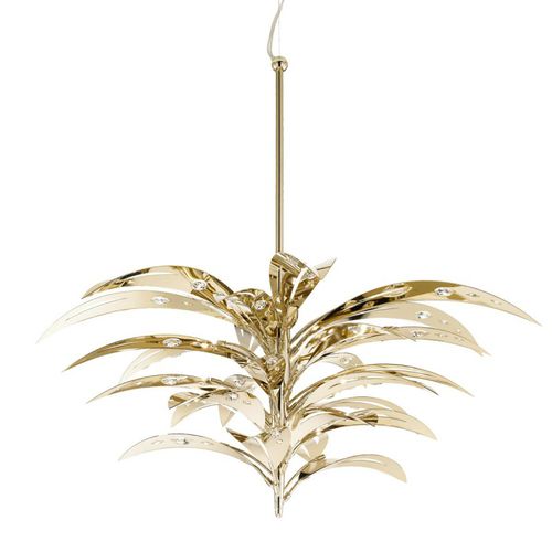 Lampadario Art Deco - IQ2117 CRYSTAL PALM - Alan Mizrahi Lighting - in metallo / in cristallo / dorato