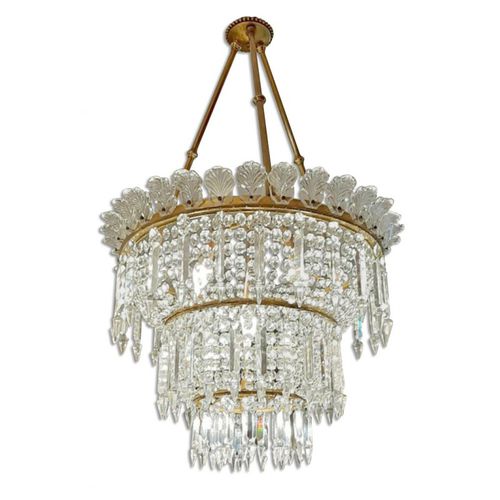 Lampadario classico - IQ2203 CRINOLINE - Alan Mizrahi Lighting - in metallo / in cristallo / da 12 lampadine