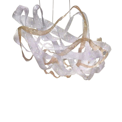 Lampadario design originale - AM2242 RIBBONS DIAMONDS - Alan Mizrahi Lighting - in cristallo / in acciaio / contract