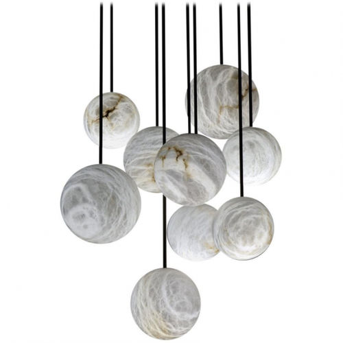 Lampadario contemporaneo - IQ2096 HARMONY - Alan Mizrahi Lighting - in acciaio verniciato / in alabastro / con diffusori sferici