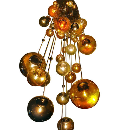 Lampadario contemporaneo - KA1808 CIRQUE - Alan Mizrahi Lighting - in vetro soffiato / in bronzo / contract