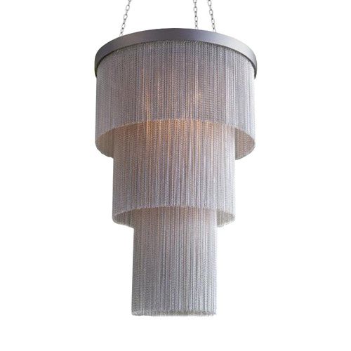 Lampadario contemporaneo - CHAIN7080 ROUND CHAIN - Alan Mizrahi Lighting - in metallo / con 3 punti luce / a cascata