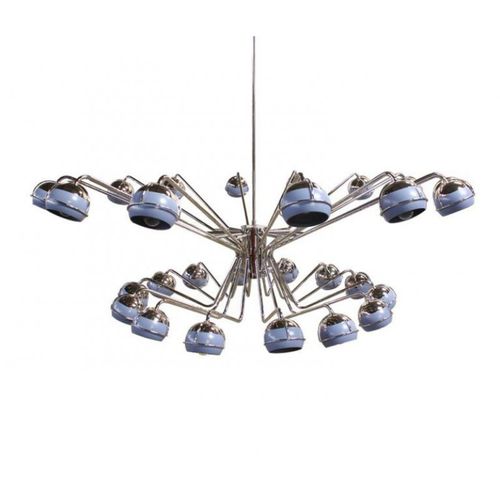 Lampadario Art Deco - IQ8056 BLACK WIDOW - Alan Mizrahi Lighting - in vetro laccato / in ottone nichelato / 2 livelli