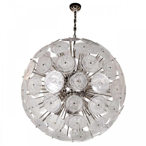 Lampadario contemporaneo - QZ2704 VISTOSI DISC STYLE  - Alan Mizrahi Lighting - in nichel / in vetro / da 10 lampadine