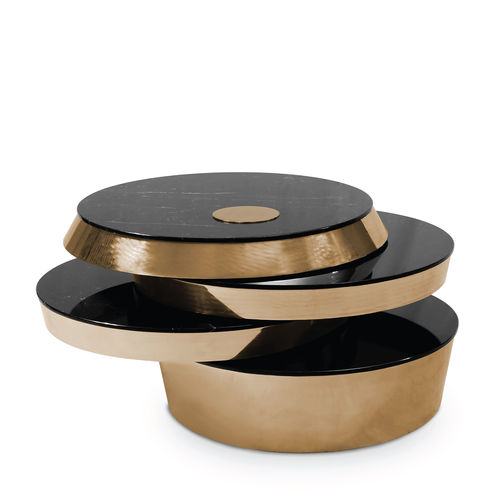 Tavolino basso design - MILLER - Essential Home - in metallo / in marmo / con supporto in ottone lucido