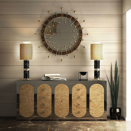 Consolle classica - CLAIRE - Essential Home - in acciaio inossidabile lucido / impiallacciata in legno / in acero
