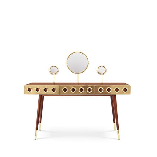 Mobile da toeletta contemporaneo - MONOCLES - Essential Home - in noce / in legno massiccio / in ottone placcato oro