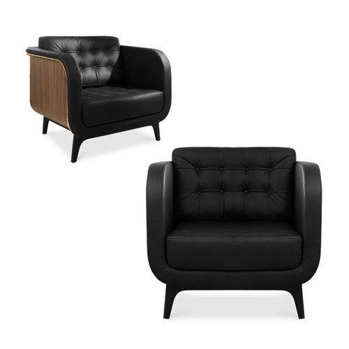 Poltrona design - BRANDO - Essential Home - in pelle / in legno massiccio / in noce