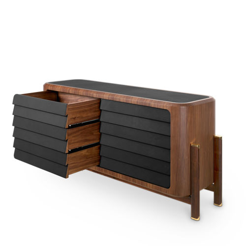 Cassettone moderno - BRANDO - Essential Home - in noce / in legno massiccio / in pelle