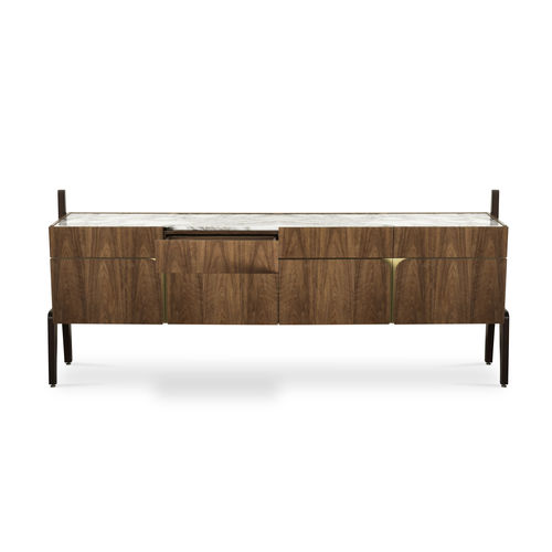 Credenza design scandinavo - VITTORIO  - Essential Home - in legno laccato / in noce / in ottone spazzolato