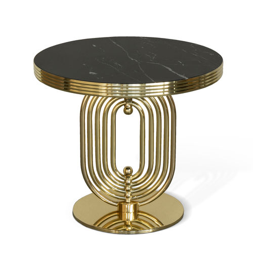 Tavolo d'appoggio Art Deco - TURNER - Essential Home - in metallo / in marmo / con supporto in ottone lucido