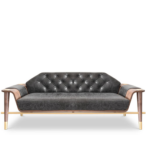 Divano moderno - CURTIS - Essential Home - in tessuto / in legno / in pelle