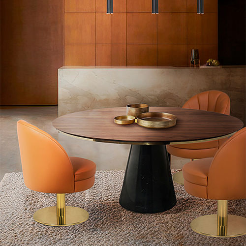 Tavolo da pranzo contemporaneo - BERTOIA - Essential Home - in rovere / in ottone lucidato / in marmo