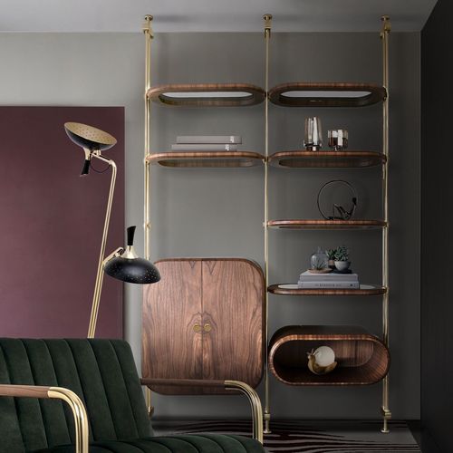 Scaffale modulare - MINNELLI - Essential Home - pavimento-soffitto / contemporaneo / in ottone lucidato