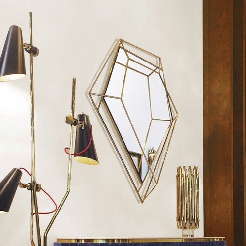 Specchio da bagno a muro - DIAMOND SMALL - Essential Home - design originale / in ottone / in ottone lucidato