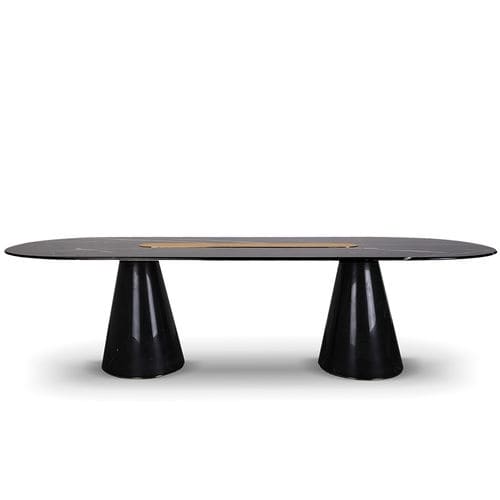 Tavolo da pranzo moderno - BERTOIA BIG - Essential Home - in ottone lucidato / in marmo / con supporto in marmo
