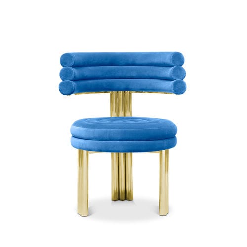 Sedia da pranzo contemporanea - KERR - Essential Home - da interno / in tessuto / con supporto in ottone lucido