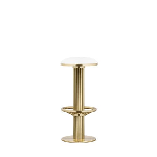 Sgabello da bar contemporaneo - KELLY - Essential Home - in pelle / in tessuto / con supporto in ottone lucido