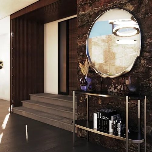 Consolle contemporanea - CRAIG - Essential Home - in marmo / con supporto in ottone lucido / ovale
