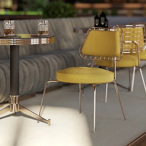 Tavolo da bistrot contemporaneo - DOLLY - Essential Home - in marmo / con supporto in ottone / rotondo