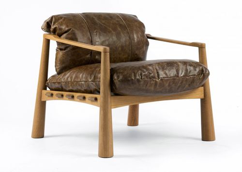 Poltrona contemporanea - RIOS - Moora - in pelle / in tessuto / in legno