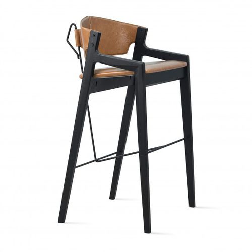 Sedia alta contemporanea - HARP - Moora - da interno / in pelle / con supporto in legno