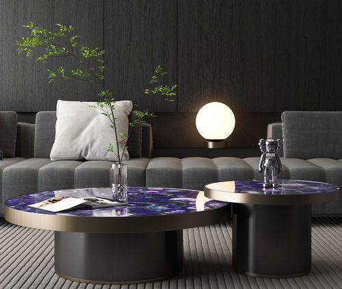 Tavolino basso contemporaneo - Agate Purple 1 - Efesus Stone - in pietra naturale / in pietra semipreziosa / con supporto in metallo