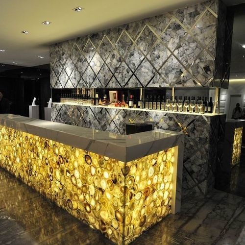 Bancone da bar - Efesus Stone - in rovere / in legno massiccio / a L