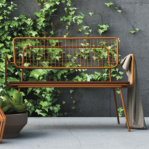Panca da giardino contemporanea - OPLÀ D - imperial-line - in metallo verniciato / con schienale / con braccioli