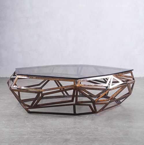 Tavolino basso contemporaneo - INFISSO - industriaedition - in vetro / in rame / per uso residenziale