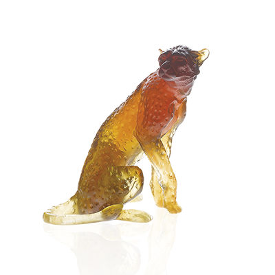 Scultura in cristallo - GUÉPARD   - Daum - nera / arancione / animale