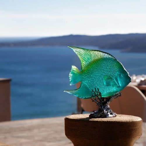 Scultura in cristallo - Maya - Daum - da appoggio / dorata / blu