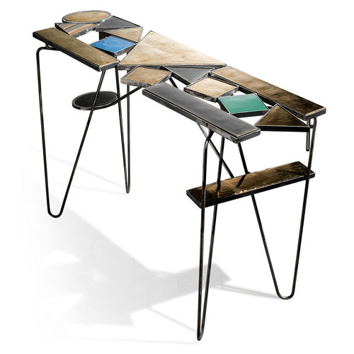 Consolle contemporanea - T2207 - Sigma L2 - in metallo dorato / con supporto in ferro / rettangolare