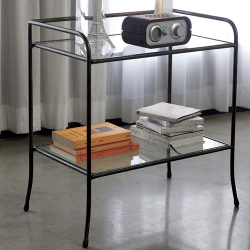 Comodino contemporaneo - JAGO - Barel Srl - in vetro / con supporto in ferro / rettangolare