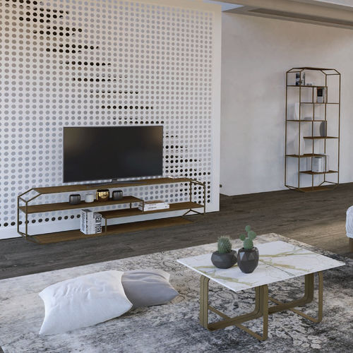 Mobile porta TV contemporaneo - YIN - Barel Srl - in rovere / in noce / in cristallo