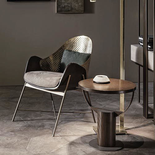 Poltrona contemporanea - ROMA - Shake Design - in pelle / in ottone