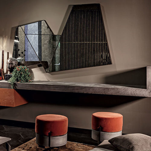Pouf contemporaneo - MANTIS  - Shake Design - in velluto / in metallo / tondo