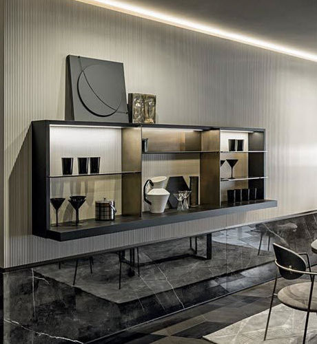 Mobile bar contemporaneo - NU - Shake Design - in legno / in metallo / in vetro