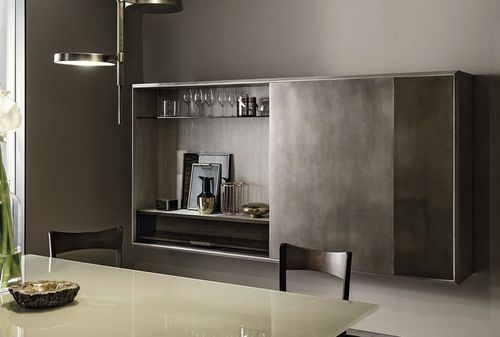 Mobile bar contemporaneo - PRISM - Shake Design - in legno / in vetro
