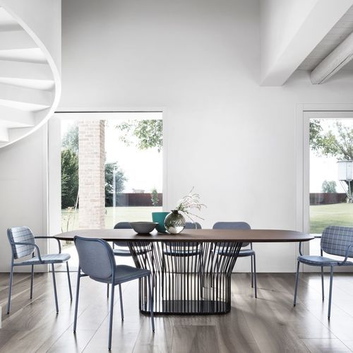Tavolo contemporaneo - RAY 0144 - Traba' - in legno / con supporto in metallo / rettangolare