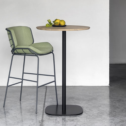 Tavolo alto contemporaneo - FAST FOOD 0533-2 - Traba' - in legno / con supporto in metallo / rotondo