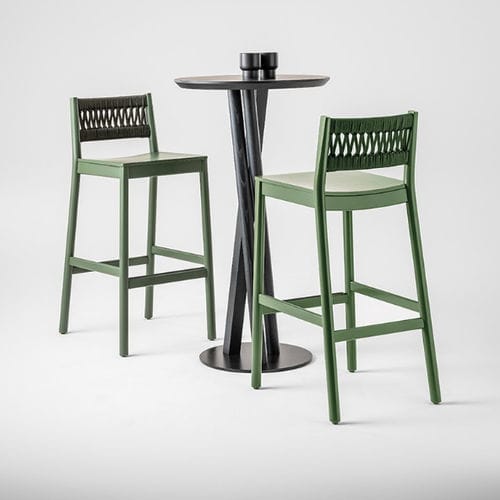 Sgabello da bar contemporaneo - JULIE IN - Traba' - in faggio / con supporto in faggio / con 4 gambe