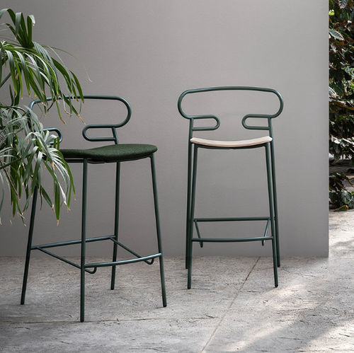 Sgabello da bar contemporaneo - GENOA - Traba' - in tessuto / con supporto in metallo / con 4 gambe