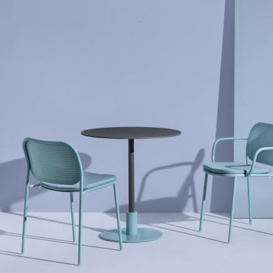 Tavolo da bistrot contemporaneo - ECHO - Traba' - in metallo verniciato / con supporto in metallo verniciato / rotondo