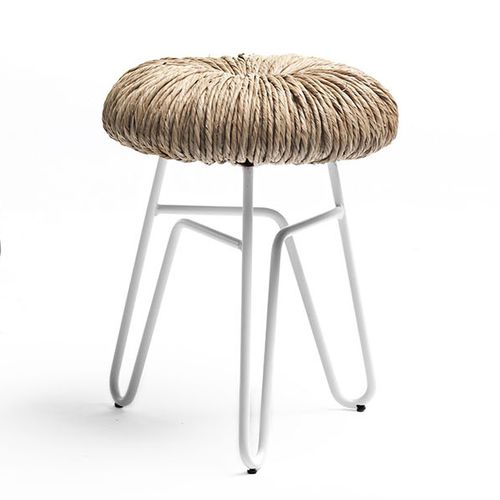 Sgabello contemporaneo - DONUT - Mogg - in paglia / con supporto in metallo / bianco